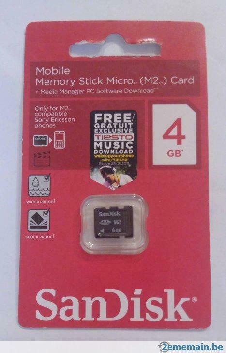 SanDisk Carte Memory Stick Micro (M2) 4GB neuf, Computers en Software, RAM geheugen, Nieuw, Ophalen of Verzenden