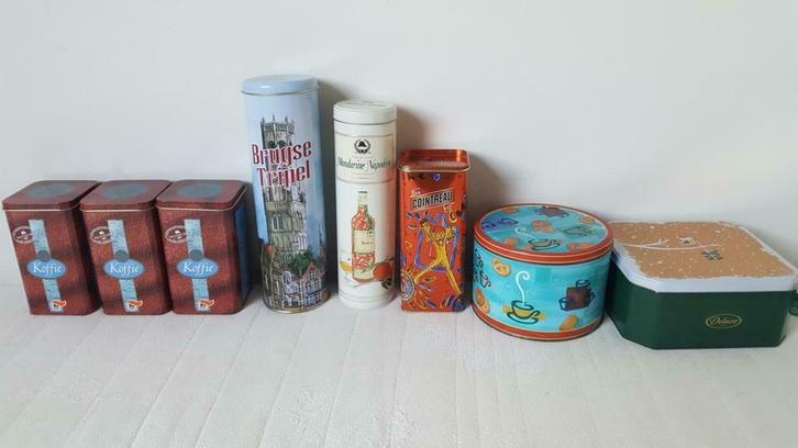 Lot blikken dozen dranken/ koekjes, Verzamelen, Blikken, Zo goed als nieuw, Koek(jes), Ophalen