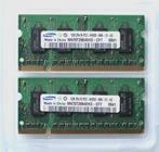 Kit Samsung 2 x 1 GB 2Rx16 PC2-6400S-666-12 DDR2 SO-DIMM, 2 GB, Comme neuf, Laptop, DDR2