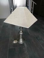 Grote antieke tinne lamp (76cm hoog) stoffen kap (werkend), Enlèvement ou Envoi