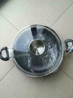 Nieuw grote wokpan met pyrex deksel 28 cm, Keramische plaat, Nieuw, Ophalen of Verzenden, Wok