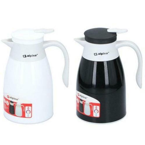Isoleerkan thermoskan koffiekan 1 liter zwart wit Alpina, Maison & Meubles, Cuisine | Vaisselle, Neuf, Enlèvement ou Envoi