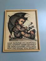 Oude ingelijste Hummel tekening paraplu Duitse tekst, Ophalen of Verzenden