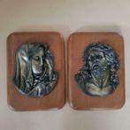 2 wandplaten, Maria en Christus in brons?, Ophalen of Verzenden