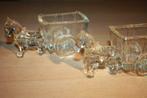 3 Vintage glazen snoepcontainers / snoepbakjes  paard en wag, Antiek en Kunst, Antiek | Glaswerk en Kristal, Ophalen of Verzenden