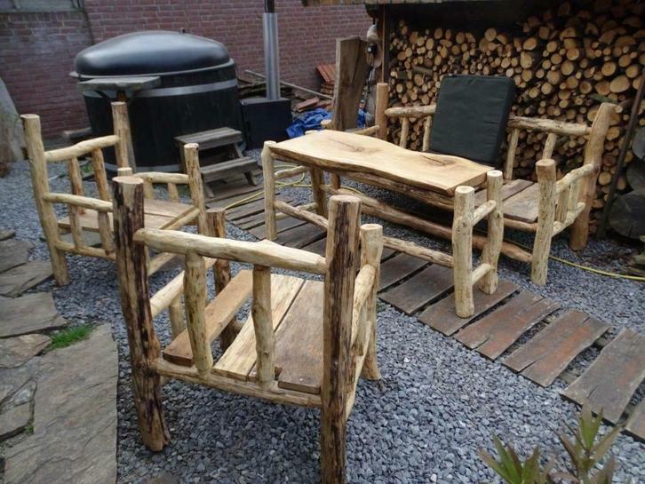 loungeset tuinset loungebank stoel hocker tafel eiken acacia, Tuin en Terras, Tuinsets en Loungesets, Nieuw, Loungeset, Hardhout