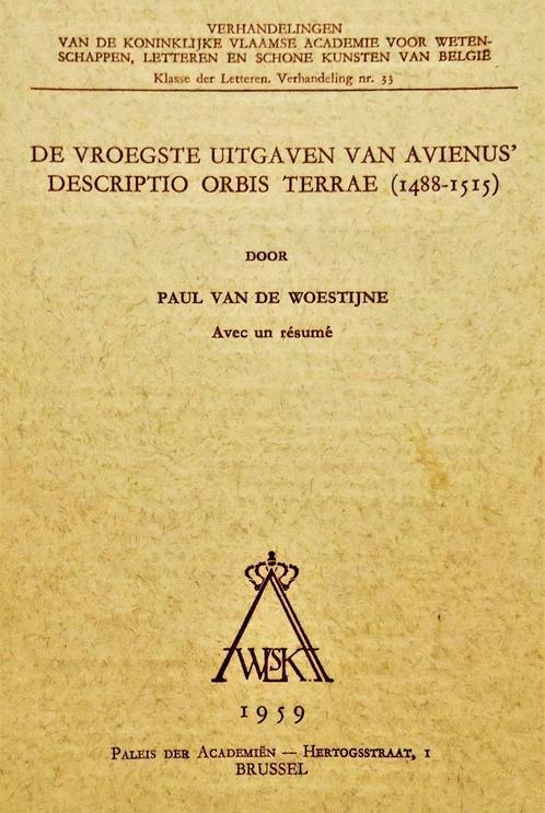 1ière édition de la Descriptio Orbis Terrae d'Avienus - 1959, Livres, Atlas & Cartes géographiques, Utilisé, Autres types, Monde