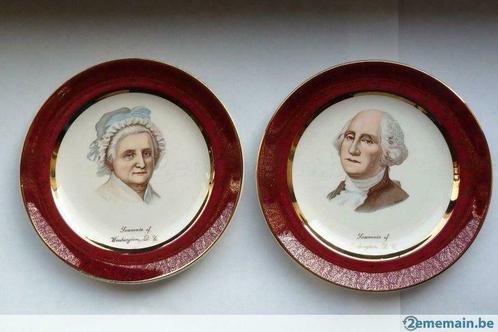 vintage - assiettes George et Martha Washington - 22K, Antiquités & Art, Antiquités | Céramique & Poterie, Enlèvement