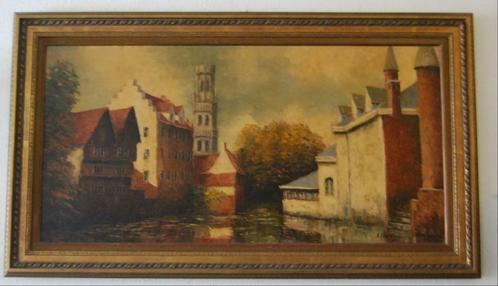 Tableau Canaux de Bruges signé R. Heymans, 1 m 39 x 80 cm, Maison & Meubles, Accessoires pour la Maison | Peintures, Dessins & Photos