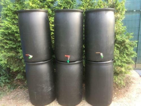 Barriques anti-algues noires à double paroi 230 litres de 25, Jardin & Terrasse, Barils de pluie, Comme neuf, Synthétique, 150 litres ou plus