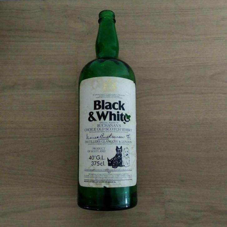 Black & White Whisky Lege Fles 375 cl 1980, Verzamelen, Merken en Reclamevoorwerpen, Gebruikt, Ophalen of Verzenden
