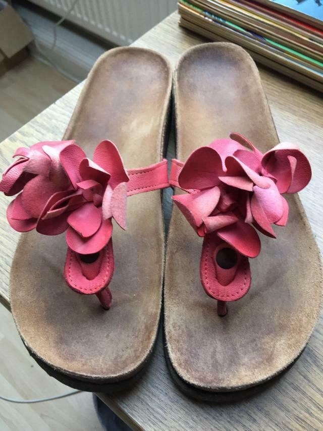 Tongs en cuir rose, Enlèvement ou Envoi, Comme neuf, Rose