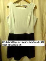 Crèmekleur met zwarte jurk Sora by jbc maat 40 (valt als 42), Comme neuf, Noir, Sora, Taille 42/44 (L)
