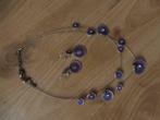 Ketting met oorringen, Comme neuf, Enlèvement, Violet, Réglable