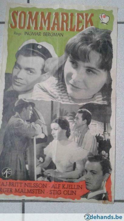 affiche cinéma SOMMARLEK, réalisé par Ingmar Bergman 1951, Collections, Posters & Affiches, Utilisé, Cinéma et TV, Enlèvement ou Envoi