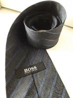 HUGO BOSS  stropdas in grijs met blauw streepje, Met patroon, Blauw, Hugo Boss, Zo goed als nieuw