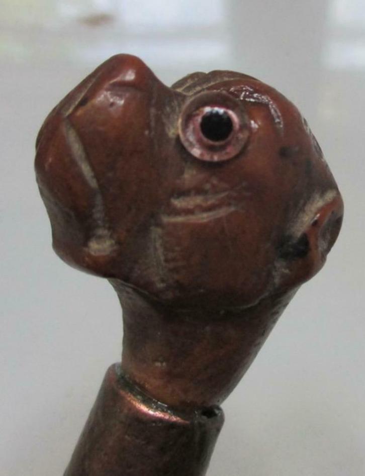 antiek wandelstok voor kinderen met kop hond bulldog   289, Antiek en Kunst, Curiosa en Brocante, Verzenden