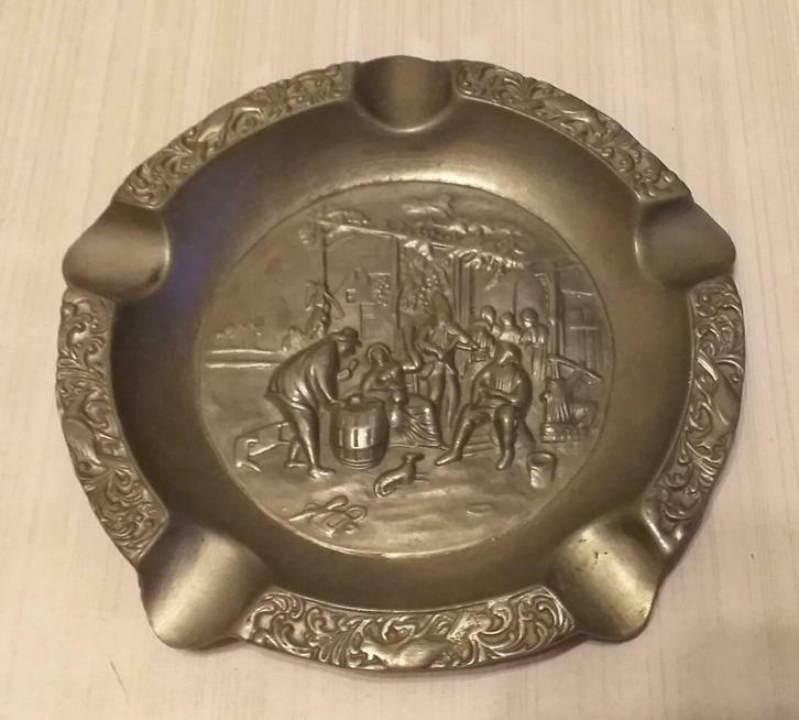 Tinnen asbak 92% dorpsfeest, Antiek en Kunst, Antiek | Tin, Ophalen of Verzenden