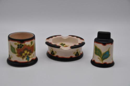 Oud Gouda - Zuid Holland - Gouda Plateel - rokersset, Verzamelen, Rookartikelen, Aanstekers en Luciferdoosjes, Gebruikt, Asbak