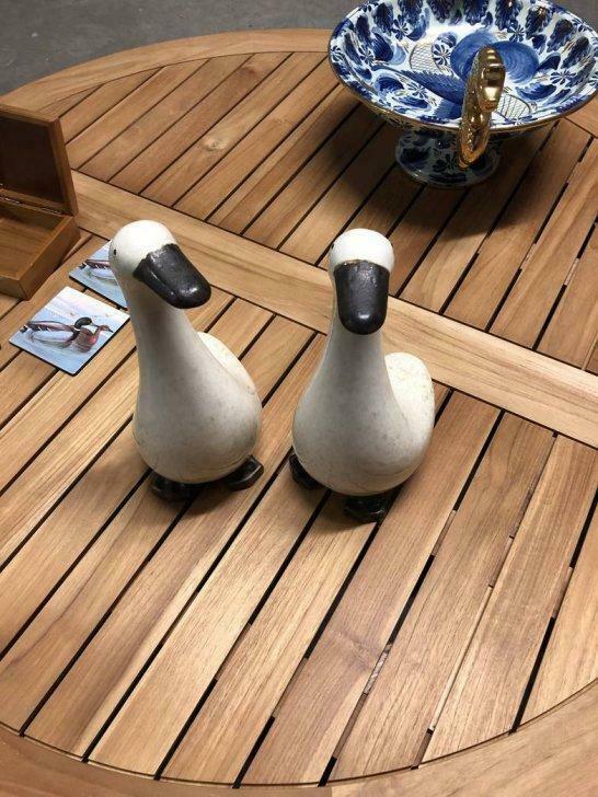 Koppel eenden 2 mooie ecru, Antiek en Kunst, Kunst | Beelden en Houtsnijwerken