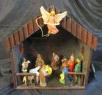 mooie oude houten kerststal composiet figuren  ks40