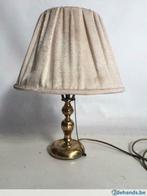 Koperen tafellamp met stoffen kap, Ophalen of Verzenden, Gebruikt