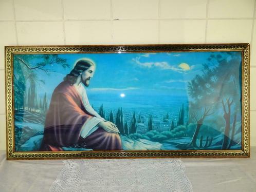 Antiek schilderij Jezus Christus bij Jeruzalem Devotieobject, Antiek en Kunst, Kunst | Schilderijen | Klassiek, Ophalen of Verzenden