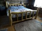 boomstam bed loungebank zitbank box spring bed ombouw, Ophalen of Verzenden, Nieuw, Hout