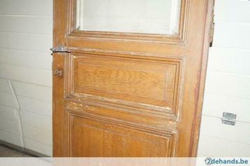 Hoge antieke deur + geslepen glas H 295 B 75, Gebruikt