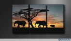* Nieuw * 3 Luik van Canvas * Afrika Olifant * 90x160cm, Antiek en Kunst, Kunst | Schilderijen | Modern