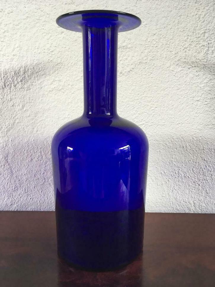Gulvase – Kastrup Holmegaard – Otto Brauer – Blauw groot, Antiek en Kunst, Curiosa en Brocante, Ophalen of Verzenden