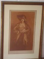 Henri THOMAS ART NOUVEAU vernis mou femme au collier sanguin, Antiek en Kunst, Ophalen