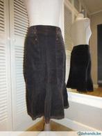 Bruine halflange velours rok, Bruin, Maat 36 (S), Gedragen, Onder de knie