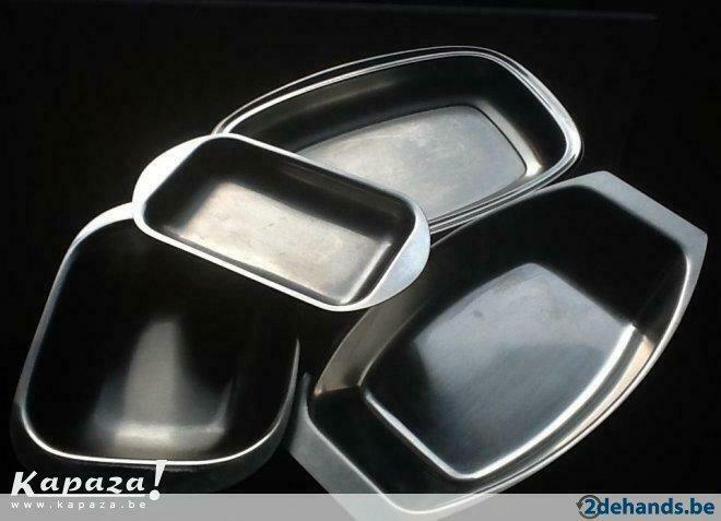 4 inox schalen / kommetjes, Ophalen of Verzenden, Gebruikt, Schaal of Schalen
