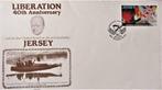 FDC- JERSEY- 50e VERJAARDAG BEVRIJDING- WINSTON CHURCHILL, Postzegels en Munten, Ophalen of Verzenden, Gestempeld, Overige thema's