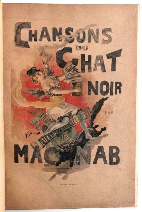Chansons du Chat Noir [c.1890] Mac-Nab - Ferdinand Bac (ill), Antiquités & Art, Antiquités | Livres & Manuscrits, Enlèvement ou Envoi