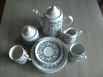 4 delig koffieservies blauw/wit, Ophalen, Gebruikt, Compleet servies