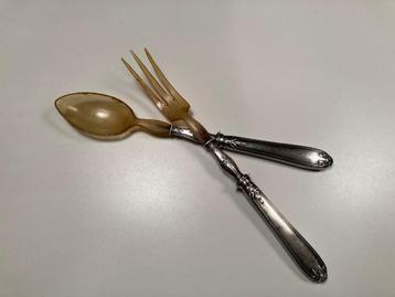 Slaset - serveerlepel/vork - zilver beschikbaar voor biedingen