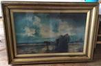 Pastel in kader met vissers aan zee gesigneerd Harden 1895, Ophalen