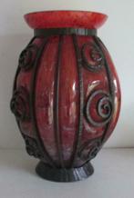 art deco Daum pate de verre vaas in smeedwerk Lorrain, Antiek en Kunst, Verzenden