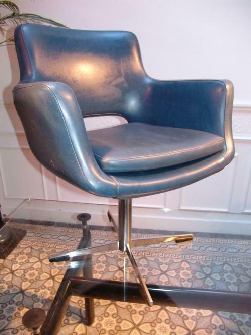 Set van 6 zeldzame originele vintage Knoll executive chairs, Huis en Inrichting, Stoelen, Gebruikt, Kunststof, Blauw, Ophalen