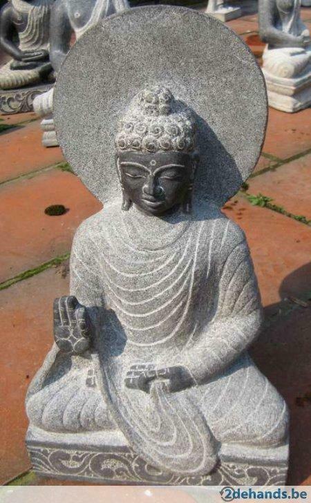 Boeddha in zwart graniet ca. 32 cm mooi, Tuin en Terras, Tuinbeelden, Nieuw