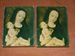 2- Antieke houten iconen van Maria met Kindje Jezus, Antiek en Kunst, Antiek | Religieuze voorwerpen, Ophalen of Verzenden
