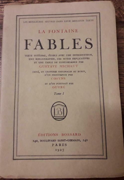 Fables de La Fontaine. Editions Bossard, Paris 1927, Livres, Contes & Fables, Comme neuf, Enlèvement ou Envoi