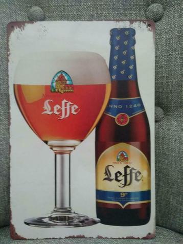 Plaque en métal publicitaire vintage biere Abbaye de Leffe 9
