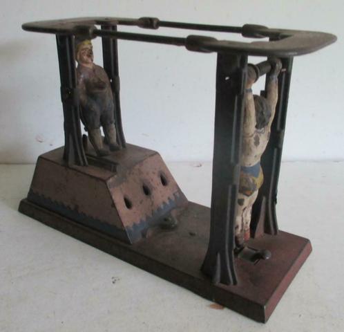 Tirelire mécanique antique rare acrobates tirelire, Antiquités & Art, Antiquités | Jouets, Envoi