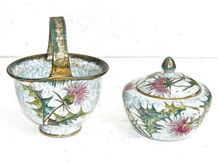 Mandje en bonbonnière van Sesto Fiorentino, Antiek en Kunst, Antiek | Keramiek en Aardewerk, Ophalen