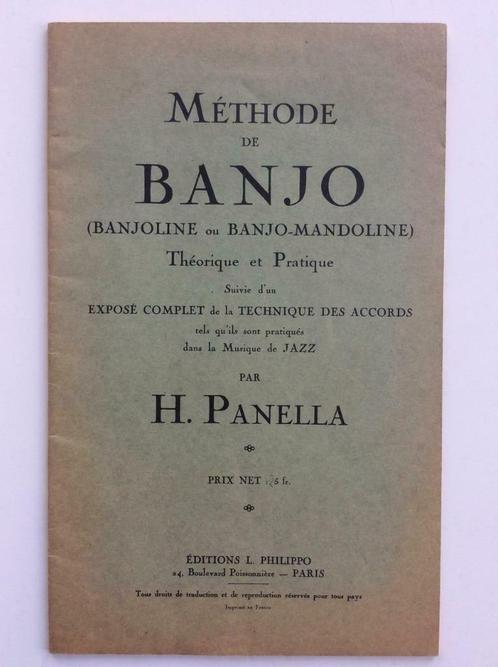 Méthode de Banjo - H. Panella (Editions L. Philippo), Livres, Musique, Enlèvement ou Envoi