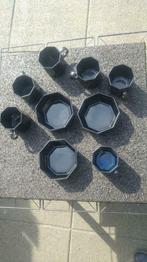 lot de 6 tasses et 3 bols noires céramique france 1970-80, Maison & Meubles, Accessoires pour la Maison | Porte-bouteilles, Utilisé