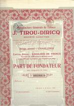 2 x J. Tirou-Diricq - Charleroi, 1920 tot 1950, Aandeel, Verzenden